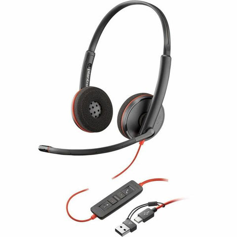 HP Blackwire 3220 Stereo USB-C Headset + USB-C/A Adapter