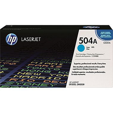HP 504A (CE251A) Cyan Original LaserJet Toner Cartridge (7000 Yield)